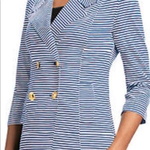 Cabi 823 navy blue and white nautical blazer